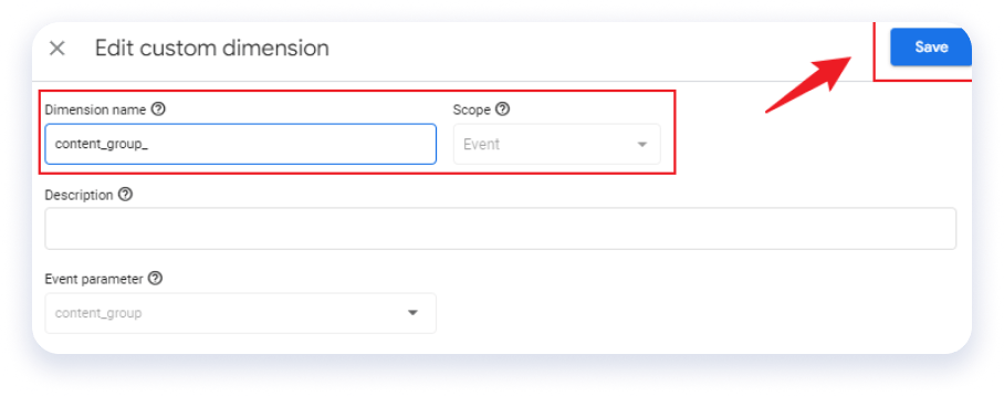 Save custom dimension