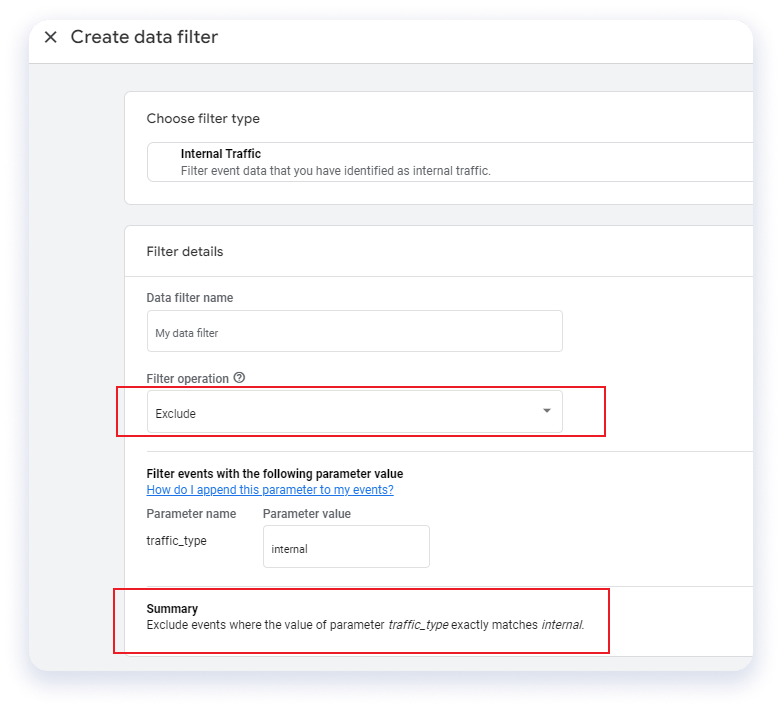 Exclude operation details