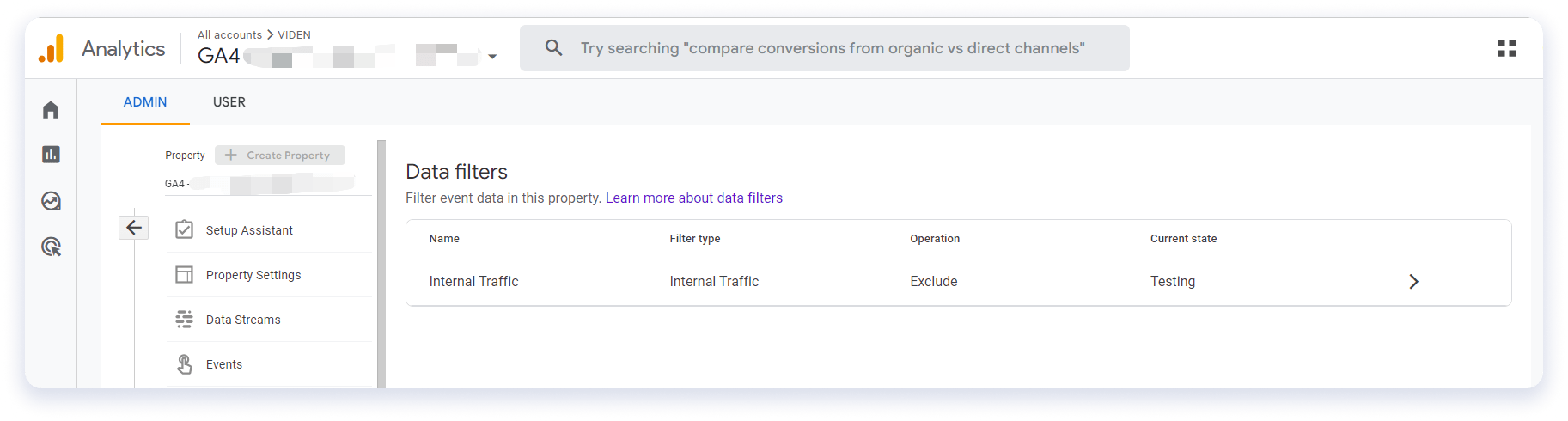 Default data filters GA4